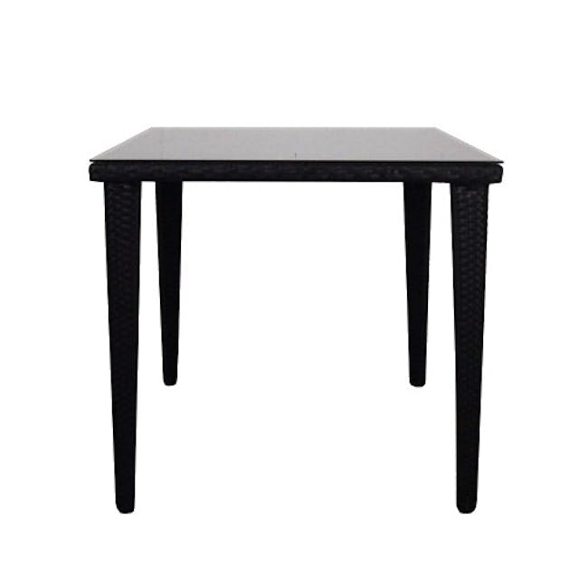 Palm Outdoor Dining Set - White Cushions - 4 - modern outdoor dining table, stylish black metal table, minimalist table