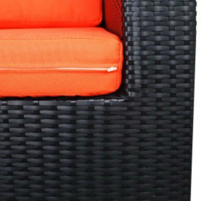 Summer Modular Outdoor Sofa Set - Orange Cushions - 5 - Woven outdoor chair, black and orange color scheme, textured fabric