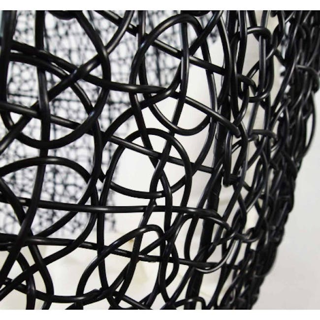 Black Cocoon Swing Chair - White Cushion - 3 - Wireframe design, black wireframe, intricate patterns, abstract shapes