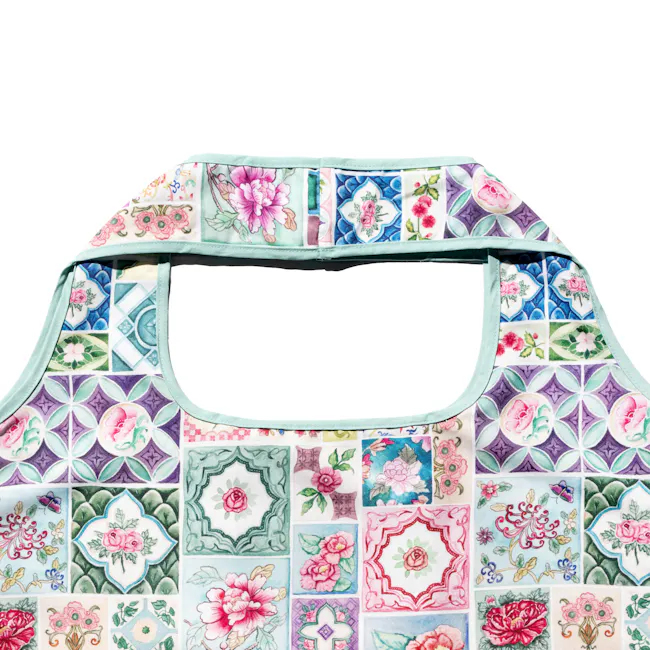 Singlapa Peranakan Tiles Shopping Bag - 3 - Floral apron, vibrant pattern, colorful designs, intricate patterns, floral