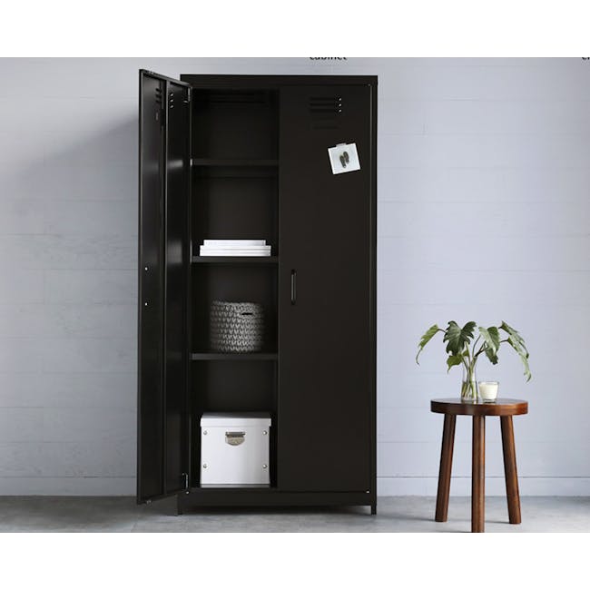 Olavi Metal Cabinet with 4 Shelves - Black - 1