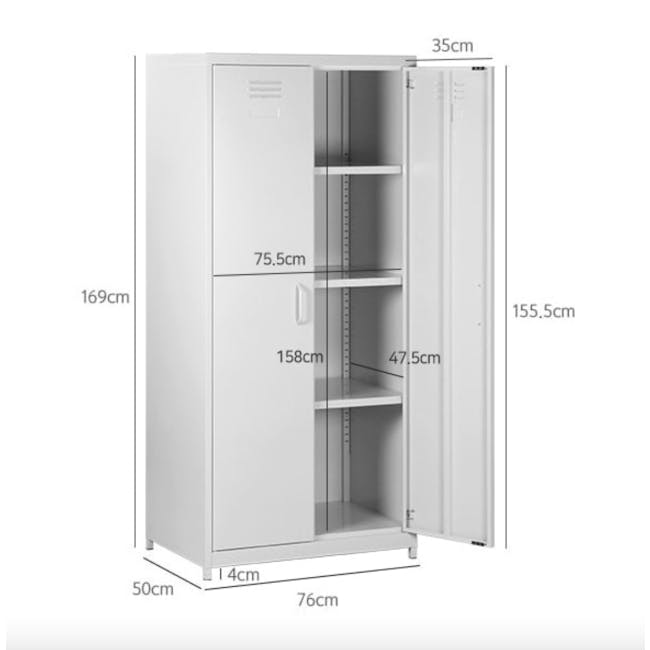 Olavi Metal Cabinet with 4 Shelves - Black - 4