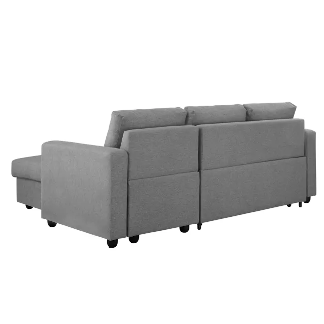 Mia L-Shaped Storage Sofa Bed - Dove Grey - 16 - Grey upholstered sectional sofa, modern design, comfortable seating, sleek