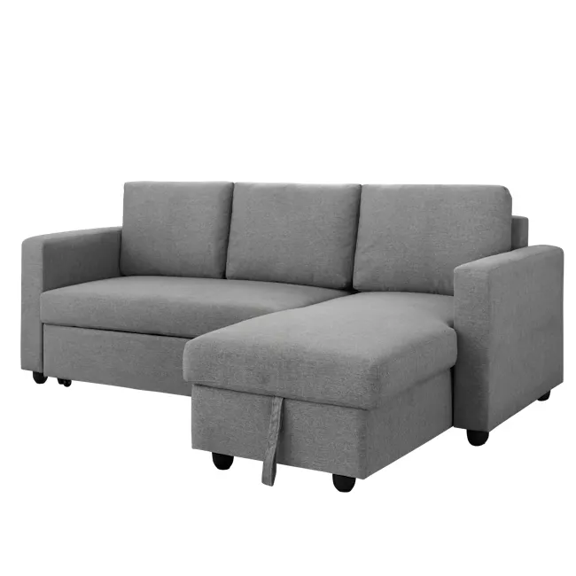 Mia L-Shaped Storage Sofa Bed - Dove Grey - 13 - Grey upholstered sectional sofa, modern design, comfortable seating