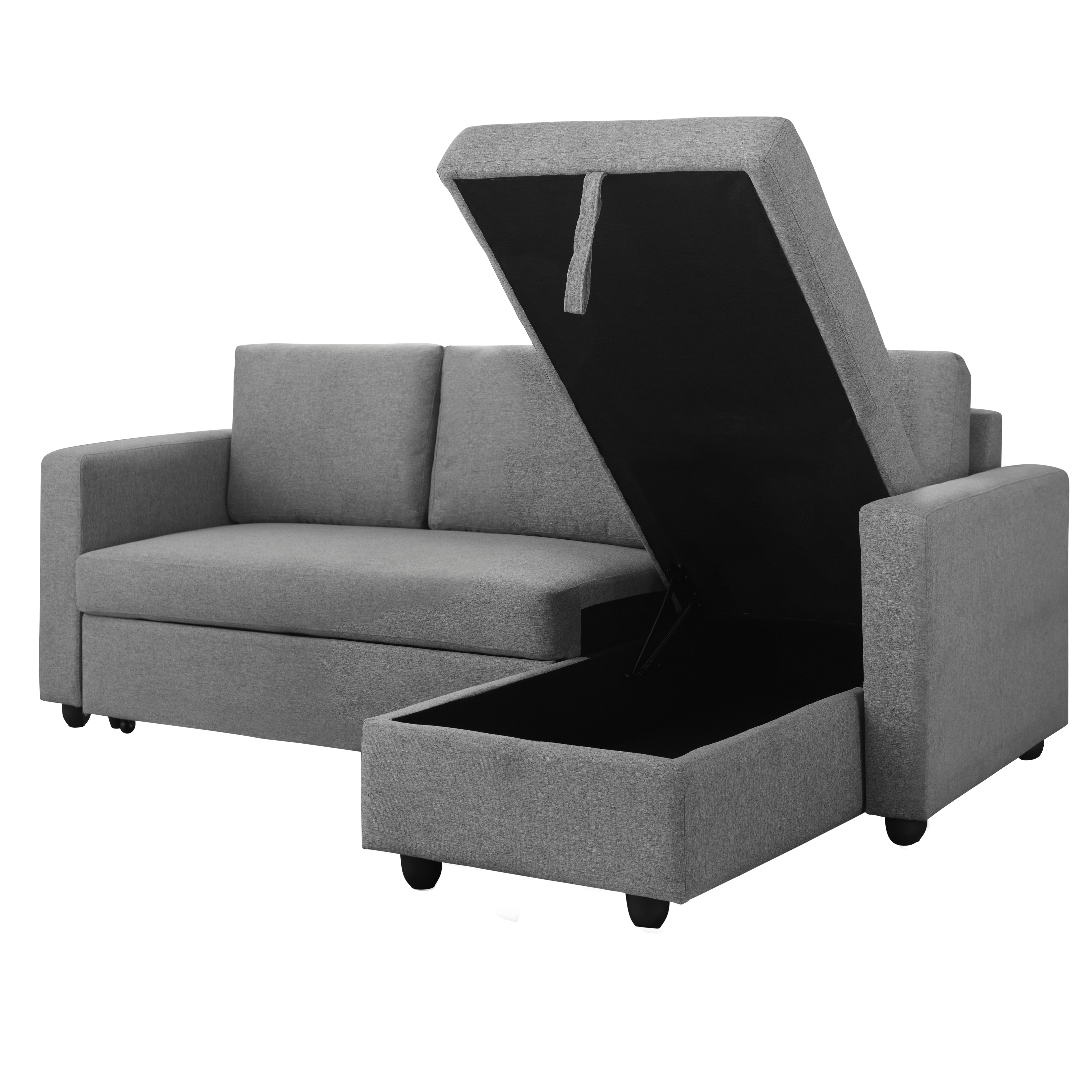 Mia LShaped Storage Sofa Bed Dove Grey, HV Modern Sofas & Lounge