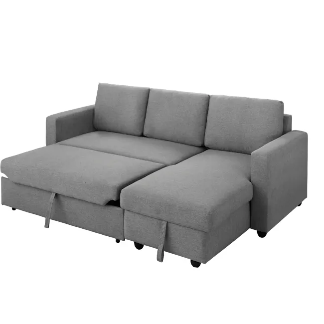 Mia L-Shaped Storage Sofa Bed - Dove Grey - 12 - Grey upholstered sectional sofa, modern design, comfortable seating