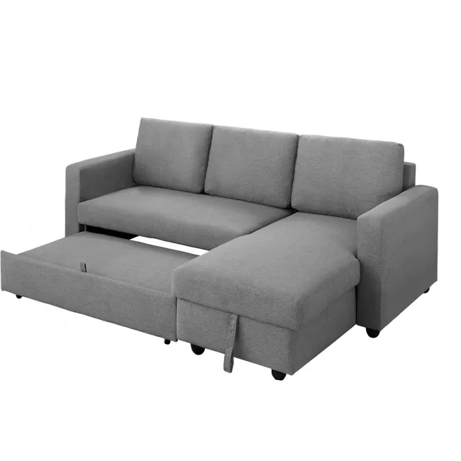Mia L-Shaped Storage Sofa Bed - Dove Grey - 15 - Grey upholstered sectional sofa, modern design, comfortable seating