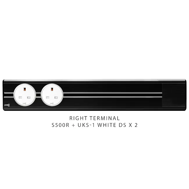 Line8 Power Track 500mm + 2 Adaptors Bundle - Black Hairline - 4 - Dual power outlets with sleek design, Right terminal
