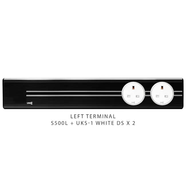 Line8 Power Track 500mm + 2 Adaptors Bundle - Black Hairline - 5 - Black rectangular electrical panel, Dual power outlets