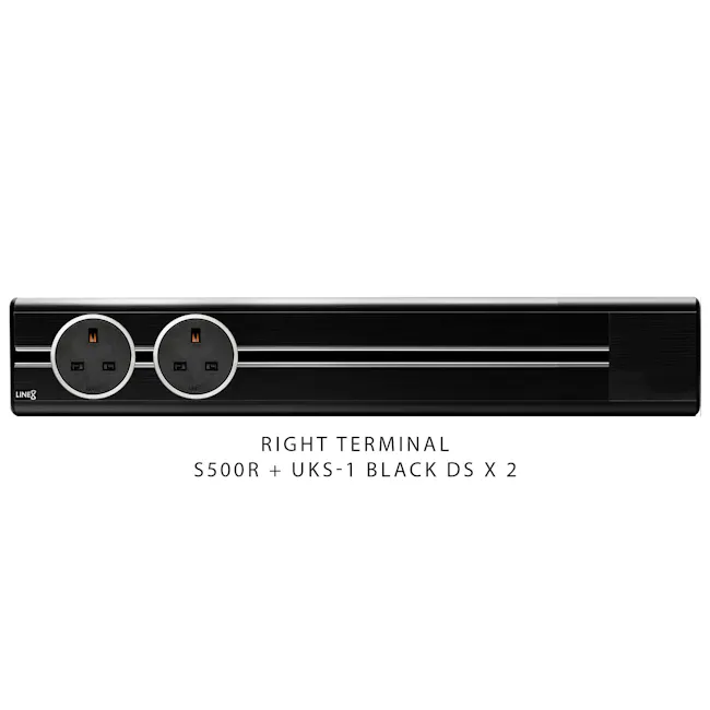 Line8 Power Track 500mm + 2 Adaptors Bundle - Black Hairline - 2 - Dual power outlets with sleek design, Black and silver