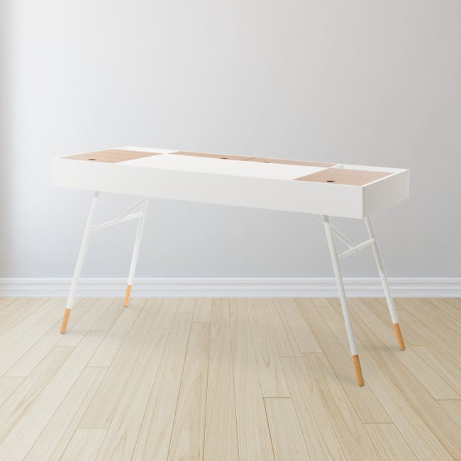Morse Study Table 1.4m - White, Oak - 11