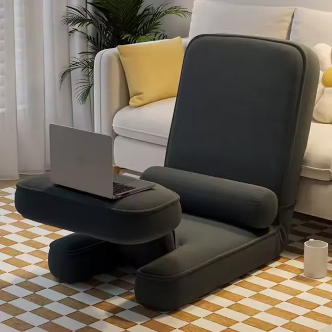 Versa Floor Sofa Bed with Adjustable Table - Grey (Fabric) - 3