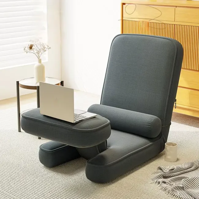 Versa Floor Sofa Bed with Adjustable Table - Grey (Fabric) - 2