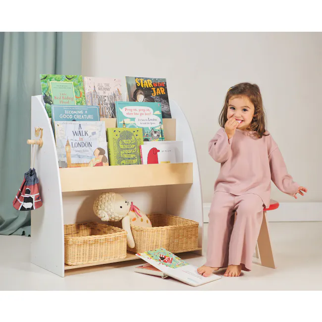 Tender Leaf Forest Bookcase - 3 - Children's bookshelf, children's books, pink pajamas, bookshelf with books, children's