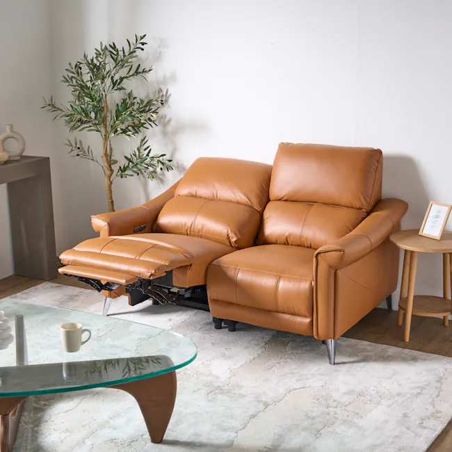 Strato 2 Seater Power Recliner Sofa - Crimson Tan (Top Grain Leather) - Zero Wall - 4