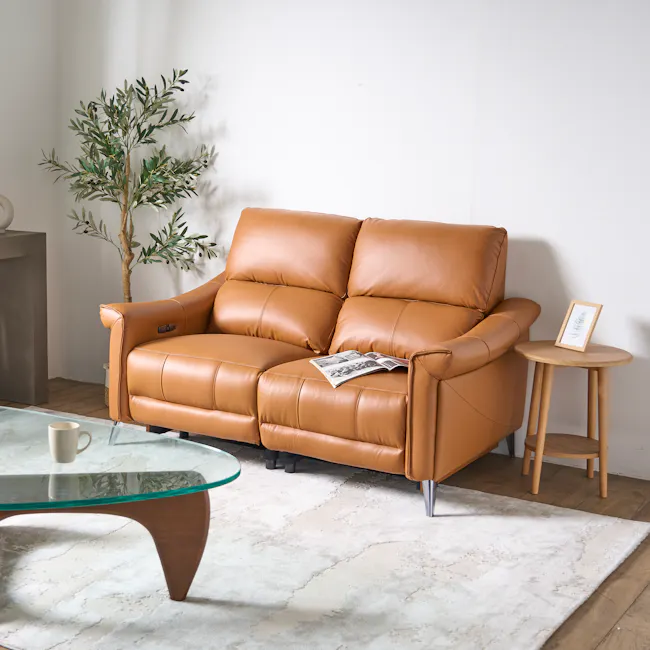 Strato 2 Seater Power Recliner Sofa - Crimson Tan (Top Grain Leather) - Zero Wall - 6