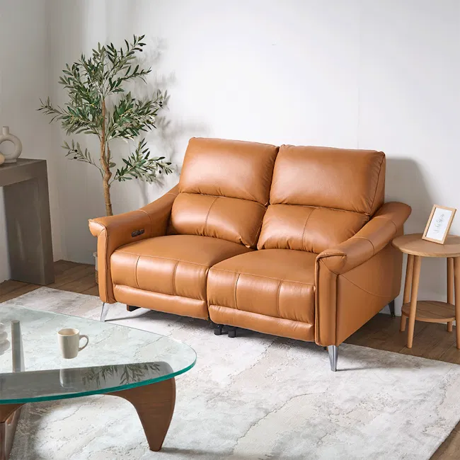 Strato 2 Seater Power Recliner Sofa - Crimson Tan (Top Grain Leather) - Zero Wall - 2