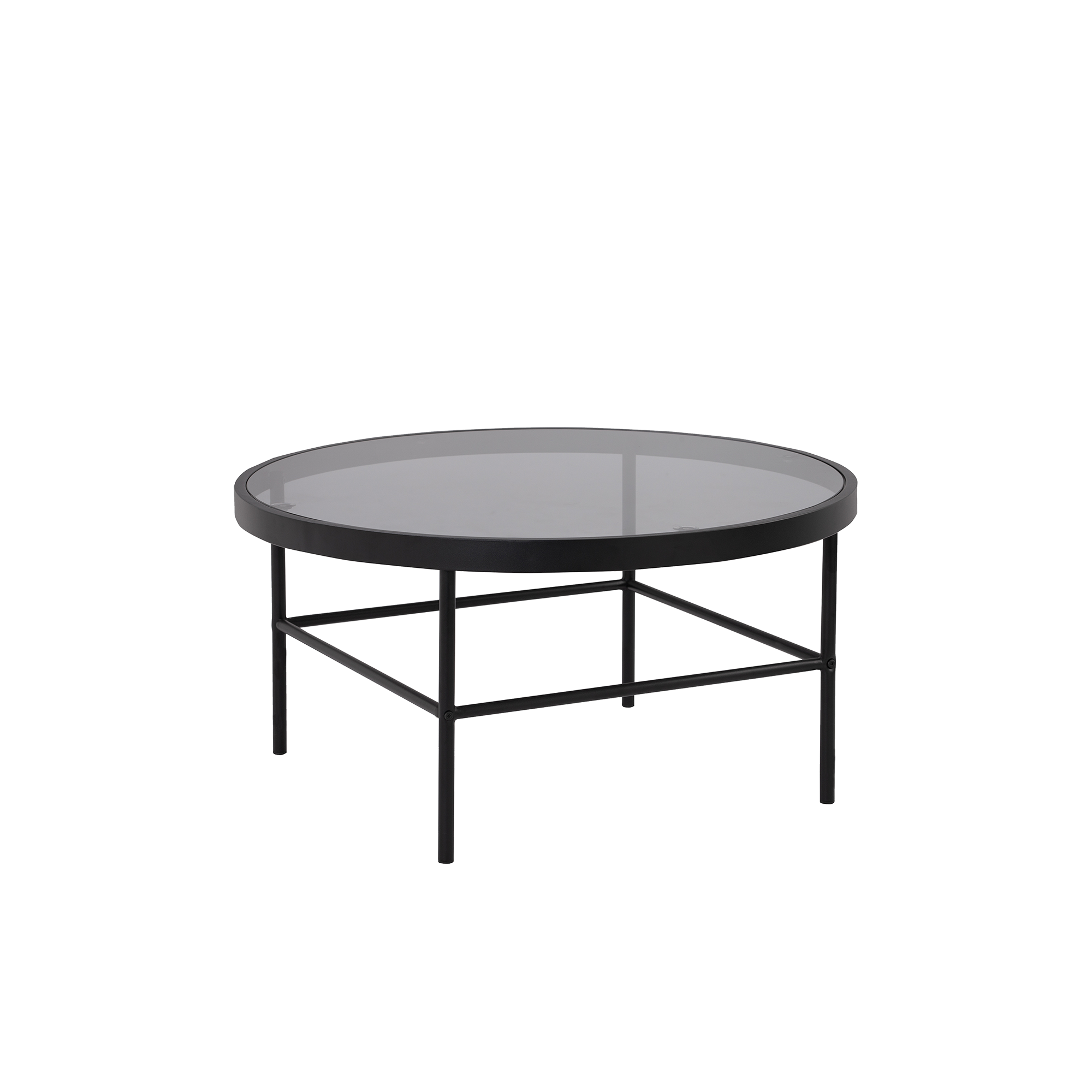 Cashel Round Coffee Table - Matt Black, Smoked Glass