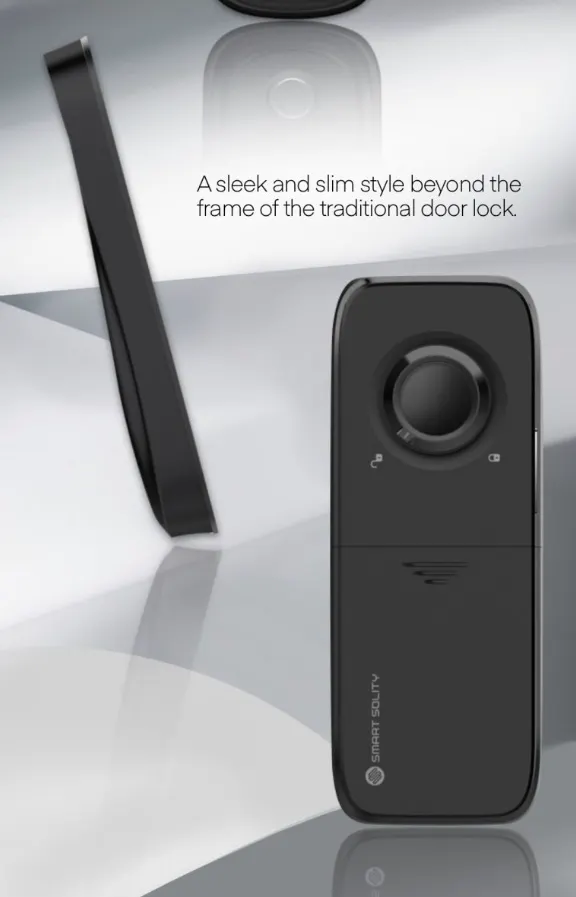 Solity Smart Rim Lock GA-65B - Black - 12 - smart door lock, sleek design, slim style, modern door control, innovative
