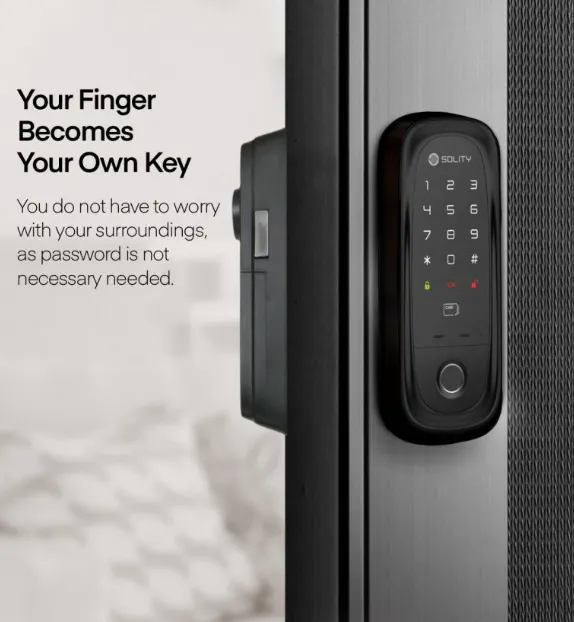 Solity Smart Rim Lock GA-65B - Black - 9 - Unlock Your Security with Finger, Personalized Lock Experience, Secure Access