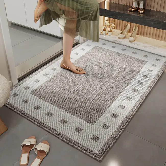Woven Door Entrance Mat - Rectangle Box Brown Grey (2 Sizes) - 11