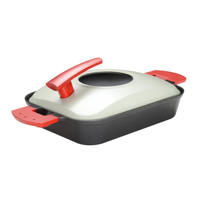 Uchicook Steam Grill with Metal Lid - Red - 0
