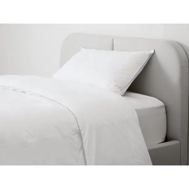 (Single) PRESTIGE Down Feather Duvet - 6 - White bed with soft bedding, modern headboard, crisp linens, minimalist design