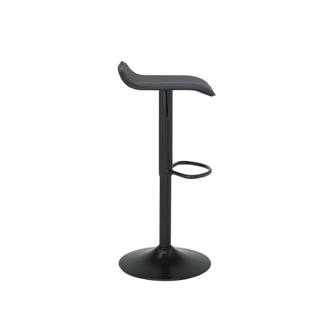 Nia Bar Stool - Black (Faux Leather) - 4 - Black modern office stool with ergonomic design, sleek metal stand, comfortable