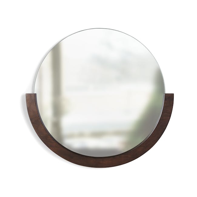 Mira Round Mirror 82 cm - Walnut - 0