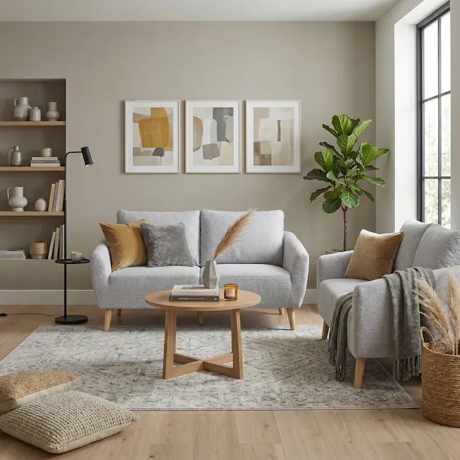 Hana 2 Seater Sofa with Hana Armchair - Light Grey - 7