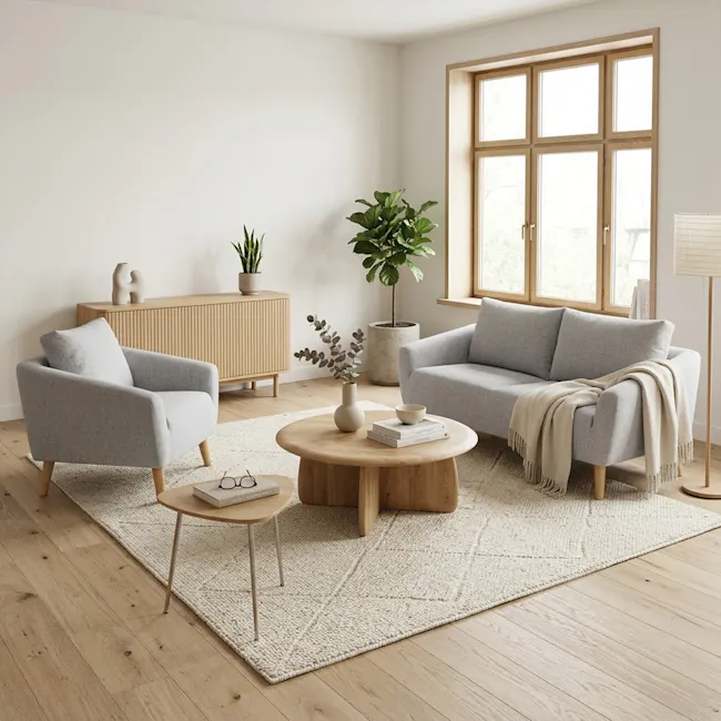 Hana 2 Seater Sofa with Hana Armchair - Light Grey - 5