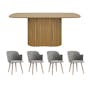 Bolton Dining Table 2m in Oak with 4 Anneli Dining Armchairs in Grey - 0