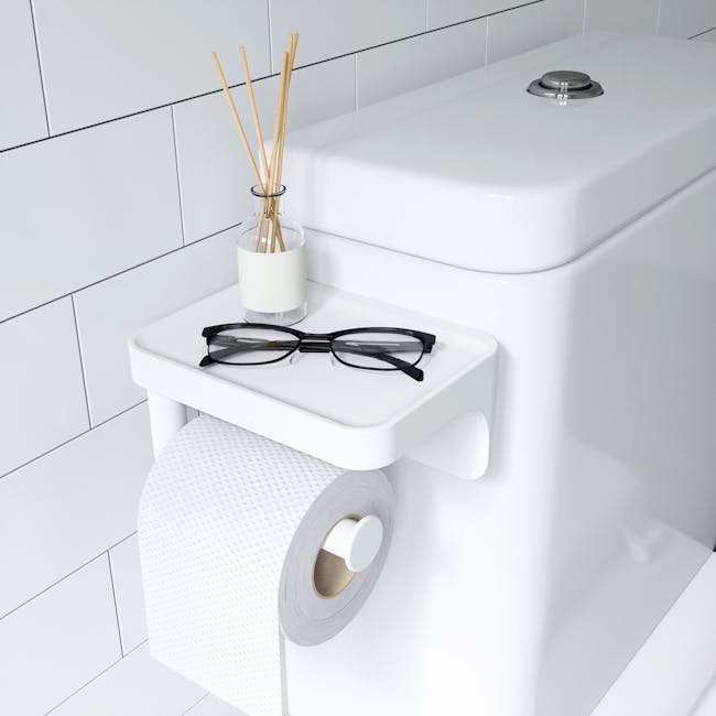 Flex Gel-Lock Toilet Paper Holder with Shelf - White - 5