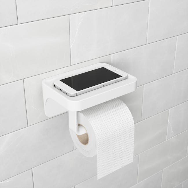 Flex Gel-Lock Toilet Paper Holder with Shelf - White - 4
