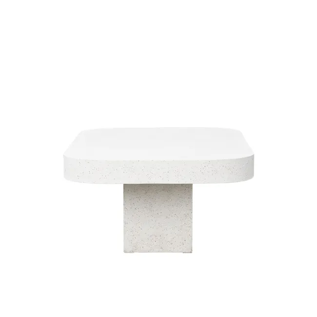 Ryland Terrazzo Coffee Table 1.2m - 9 - White, modern, minimalist, round table, textured surface, speckled design