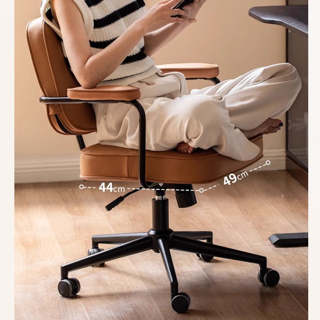 Brooke Mid Back Office Chair - Cream (Pet Friendly) - 16 - Office chair, ergonomic chair, brown leather, modern design