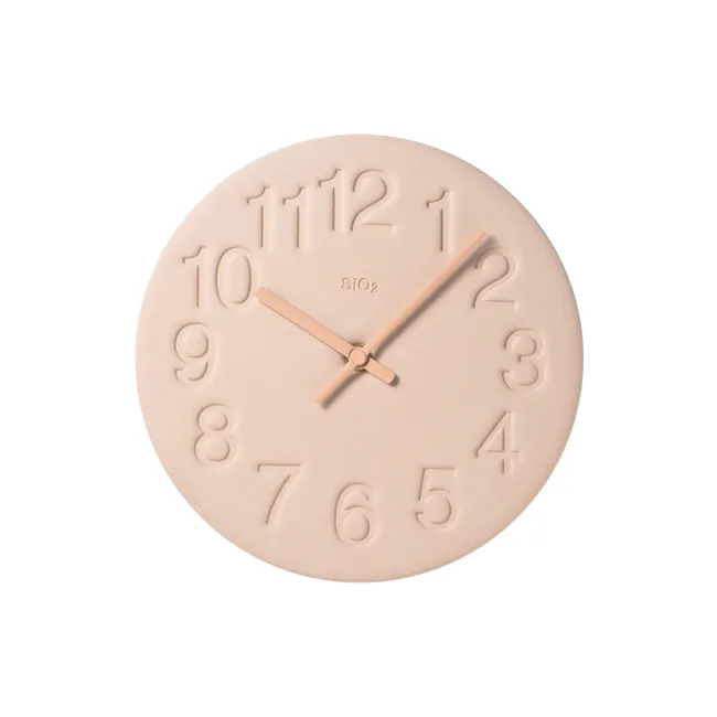 Keisoudo no Tokei Clock - Pink - 1 - Elegant, round clock with beige casing, Minimalist design featuring beige numerals