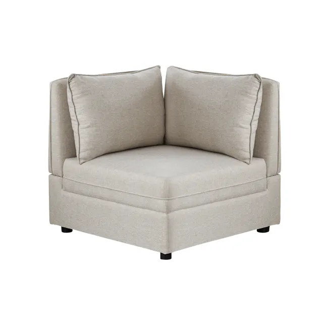 Cameron 4 Seater Sectional Storage Sofa - Sand (Fabric) - 19 - Cream upholstered sofa, beige fabric, two cushion pillows