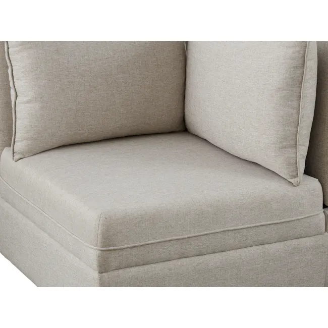 Cameron Corner Unit - Sand (Fabric) - 4 - Beige upholstered sofa, textured fabric, modern design, plush cushions, soft