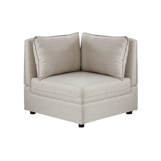 Cameron Large Corner Storage Sofa - Sand (Fabric) - 17 - Cream upholstered sofa, beige fabric, two cushion pillows