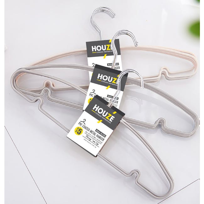 HOUZE PVC Coated Metal Hanger (Set of 5) - Grey - 3