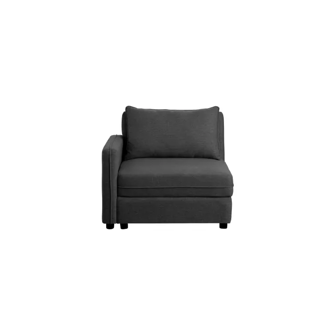 Cameron Left Storage Arm Unit - Orion (Fabric) - 1 - Modern gray sofa, minimalist design, upholstered seat and backrest