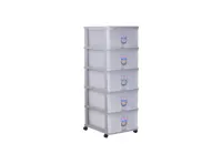 TOYOGO Spazio 5 Tier Cabinet with Wheels - Grey