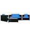 Black Fiesta Outdoor Sofa Set II - Blue Cushions
