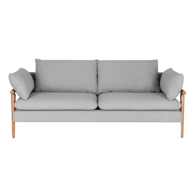 Astrid 3 Seater Sofa with Astrid 2 Seater Sofa - Slate - 2 - Grey upholstered sofa, minimalist design, wooden armrests