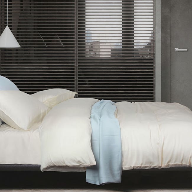 Intero Lumier ENIZ Pure Tencel Solid Full King Bedding Set – Cream - 0