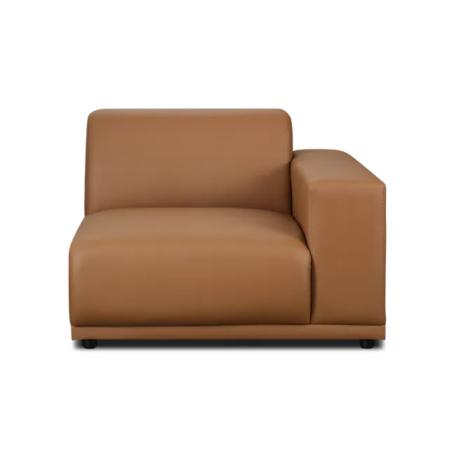 Milan 3 Seater Corner Extended Sofa - Caramel Tan (Faux Leather) - 2 - Brown leather sofa, modern design, comfortable