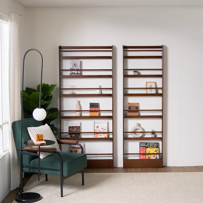 Micel 6 Tier Wall Shelf 0.8m - Walnut - 3