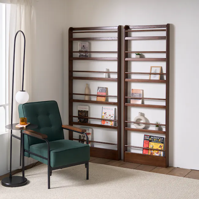 Micel 6 Tier Wall Shelf 0.8m - Walnut - 2