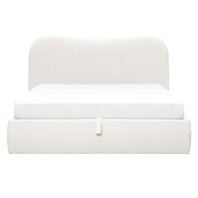 Arianna King Storage Bed - White Boucle - 1